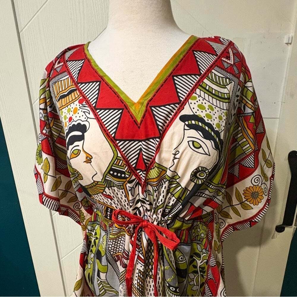 Vintage Greek Goddess Handmade Kaftan Tunic Adjustable Boho Festival Dress S-L - Picture 4 of 9